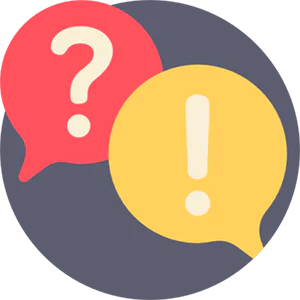 Icon with speech bubbles with question mark and exclamation mark